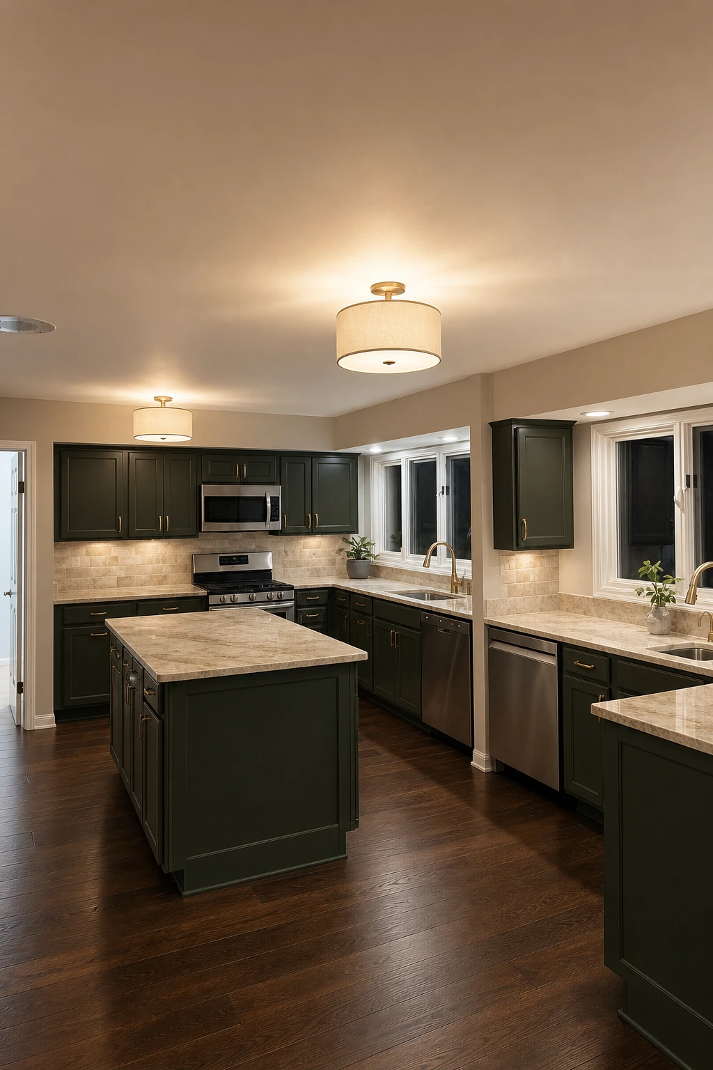Forest Green Stone kitchen variation