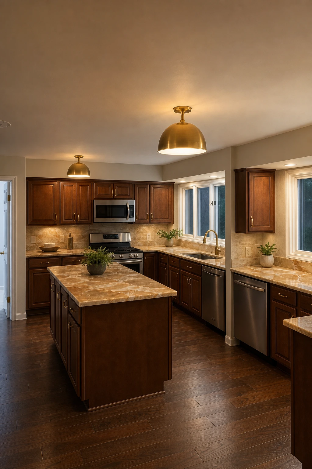 Warm Chestnut Onyx kitchen variation