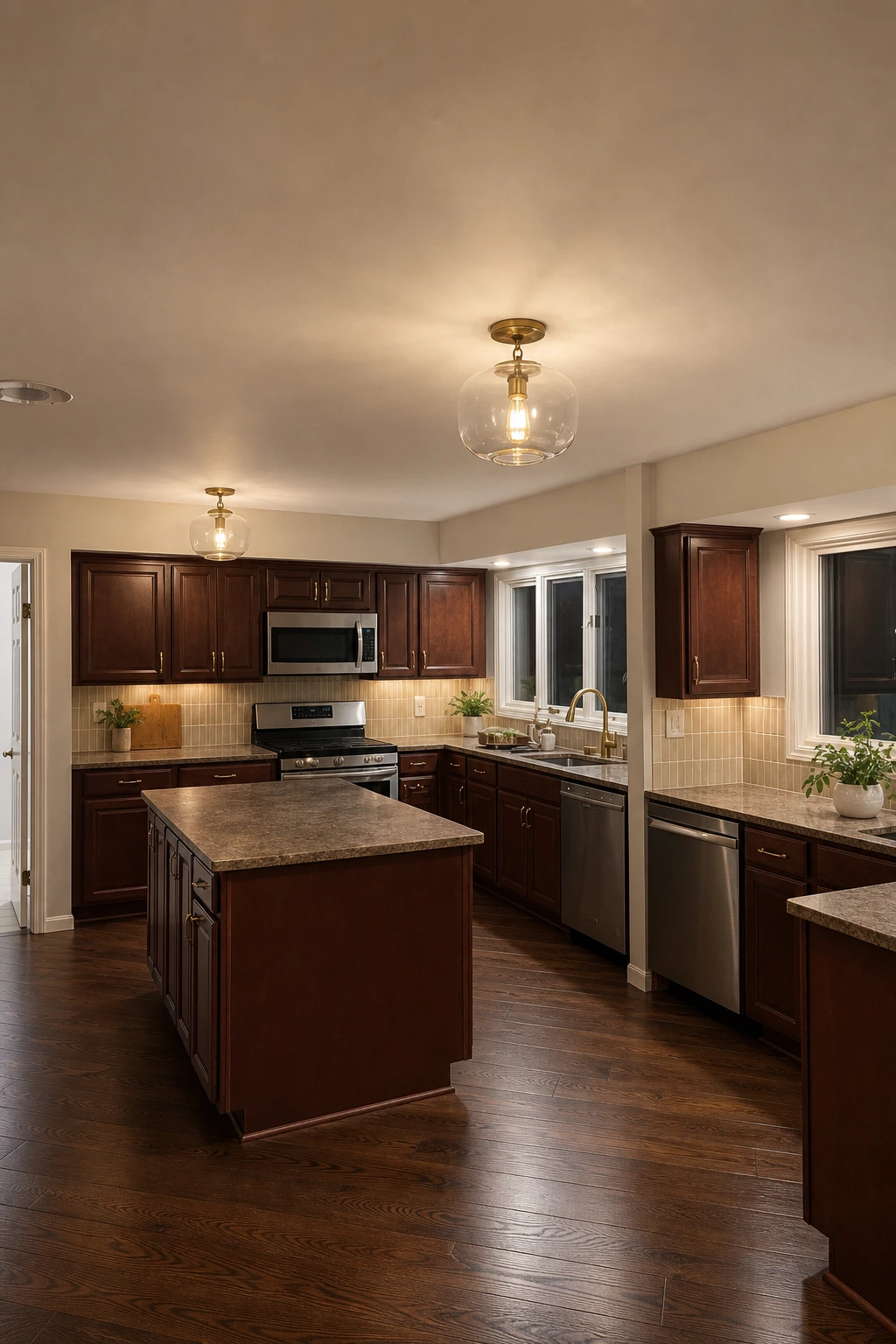 Mahogany Leathered Granite kitchen variation