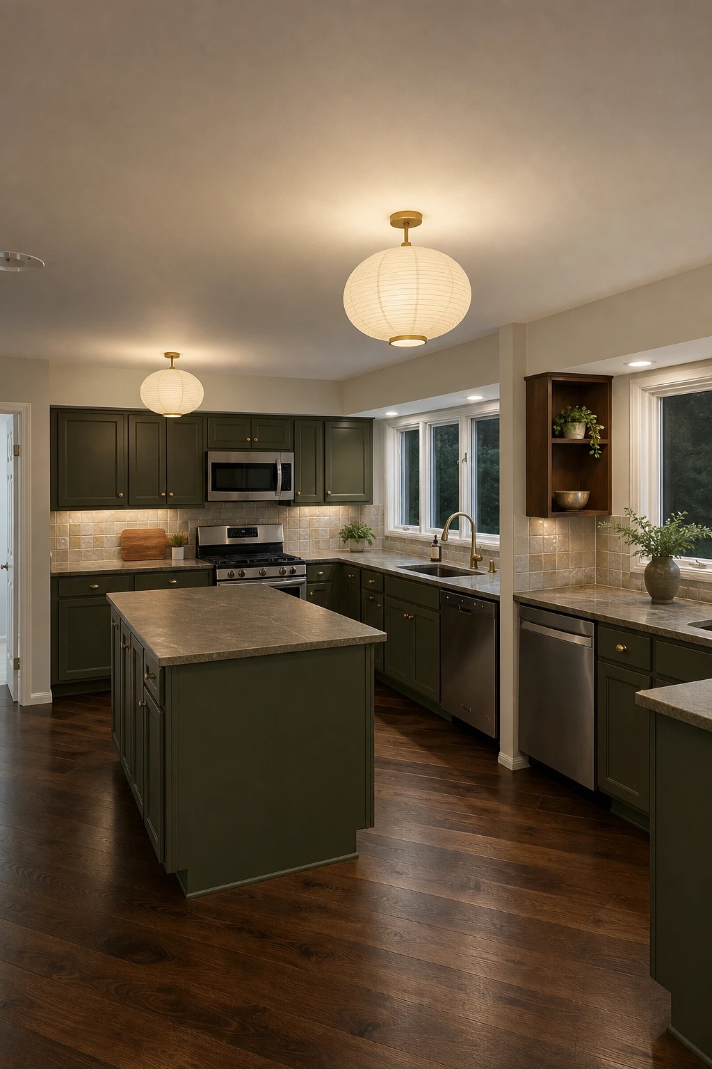 Dark Sage Walnut kitchen variation