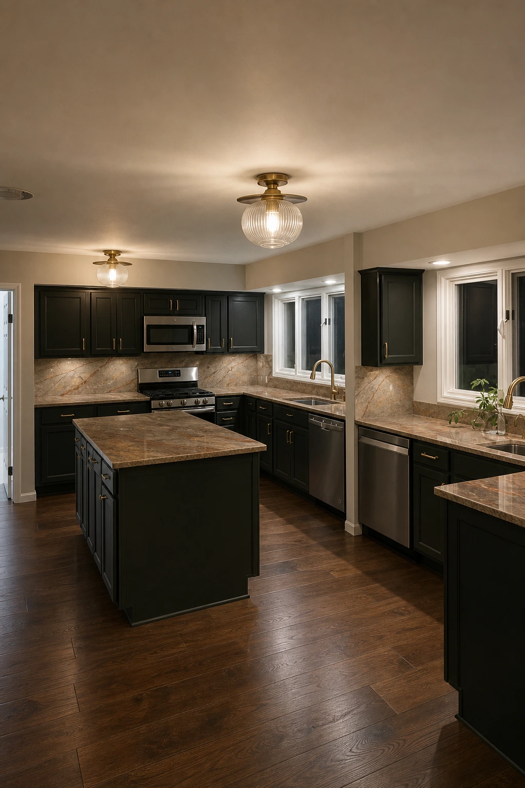 Nearly Black Green Copper kitchen variation